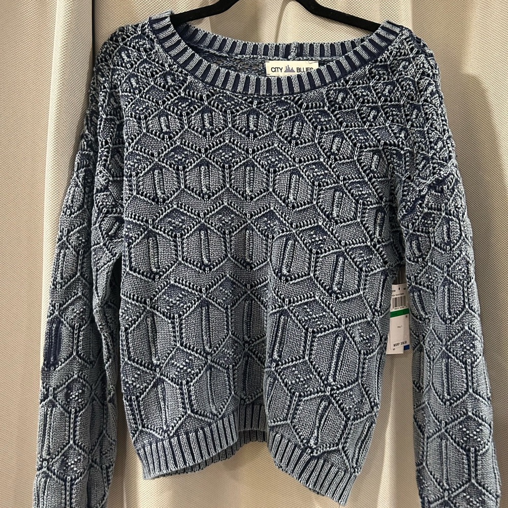 Women's Textured Knit Sweater - Blue